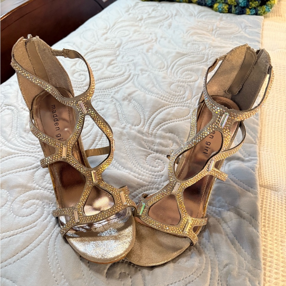 Madden Girl Sparkling Silver Strappy Heels